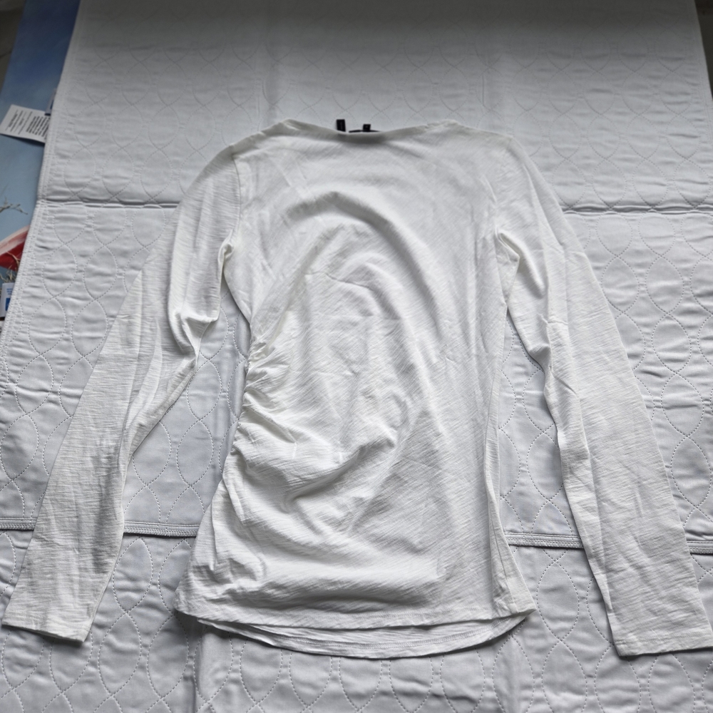NWOT Theory White Cotton Boat Neck Long SleevedTop, sM